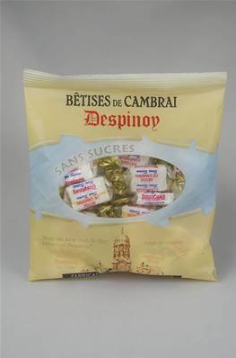 Sachet Bêtises de Cambrai Menthe Sans Sucre 100g