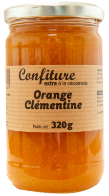 Confiture Extra Artisanale à la cassonade ORANGE CLEMENTINE 320g