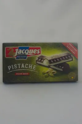 Tablette Belge Chocolat Noir Fourrée Pistache 100% Beurre de Cacao 200g