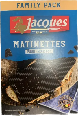 Matinettes Chocolat Noir Pur beurre de Cacao 128g